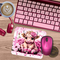  Adorable floral cow-themed mouse pad. Smooth surface, stylish design, personalized name option by Tammi Oribello Designs, Lapeer Michigan